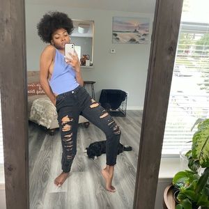 Super Distressed Black Skinny Jeans